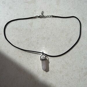 Black and Silver Crystal Pendant Necklace